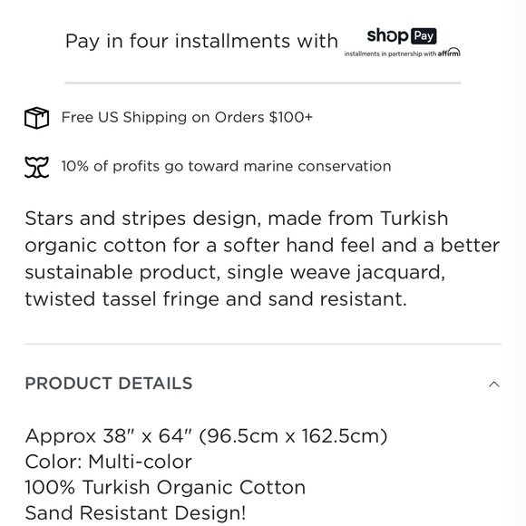 Sand Cloud Stars and Stripes towel - Picture 3 of 3